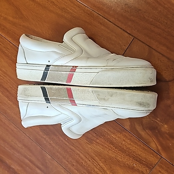 Burberry Women's White Leather Slip On Sz 37 1/2 or Size 7 - Picture 12 of 13